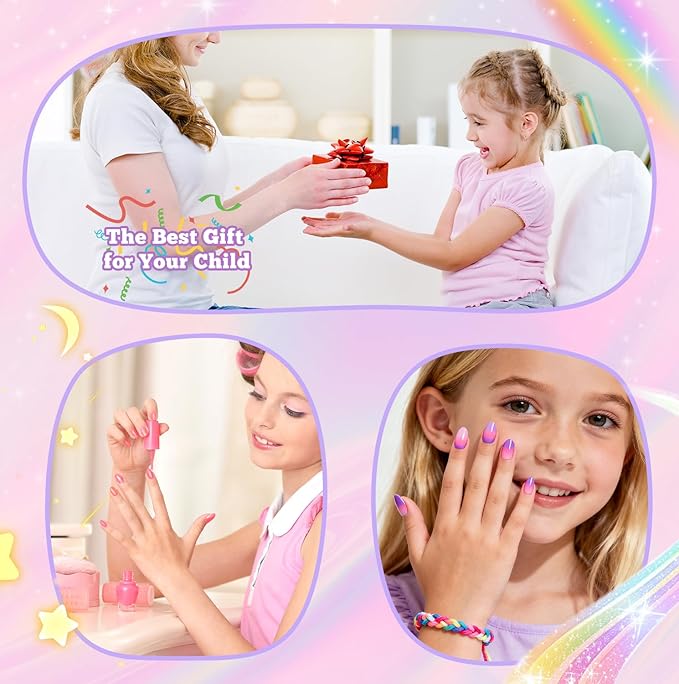 krofaue 240Pcs Almond Kids Nail Tips - 12 Sizes Soft Gel Extra Short Press on Nails for Children Girls Clear Almond Fake Nails for DIY Manicure (9-12 years old)