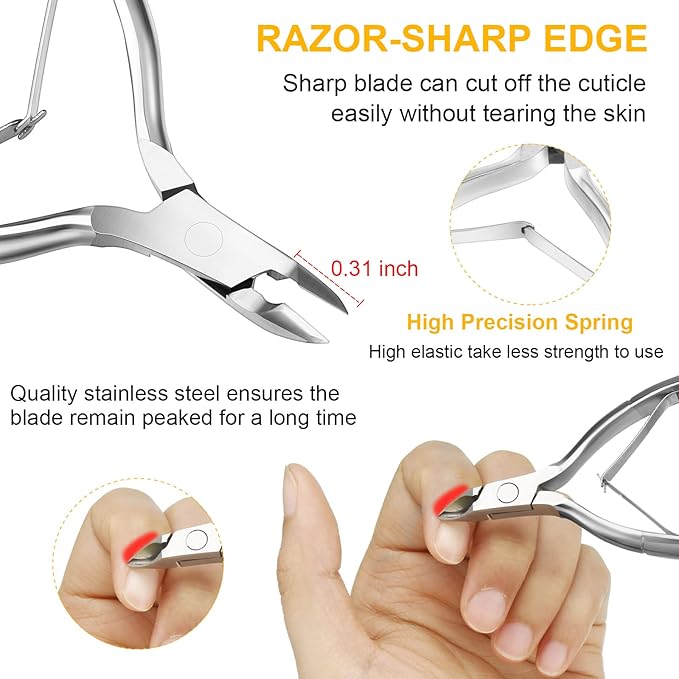 Mudder Acrylic Nail Clippers Kit False Nails Tips Cutter Professional Cuticle Trimmer Nipper Cutter Pusher Remover Stainless Steel Manicure Pedicure Art Tools Set Salon Home(Silver)