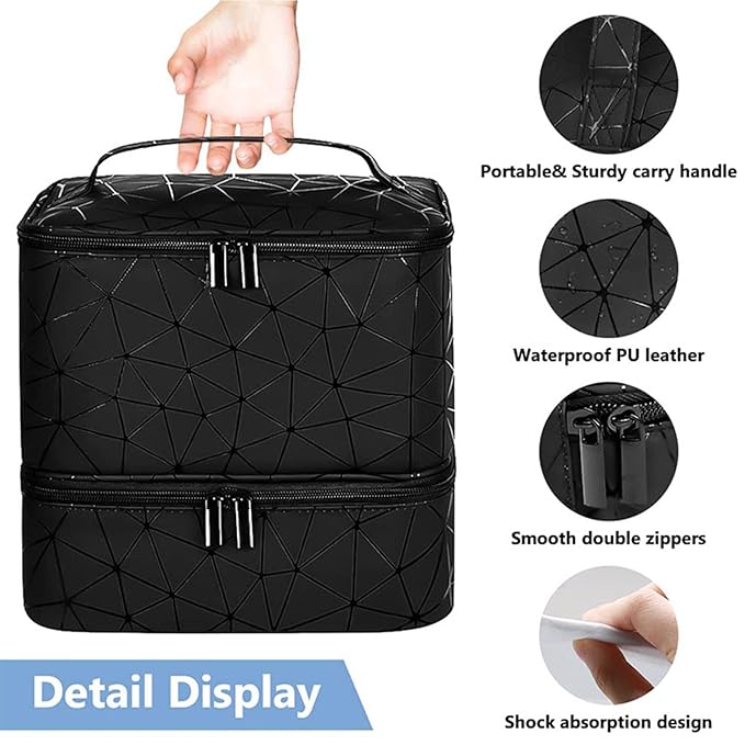 Nail Organizers Storage Bag - 2 Layer Nail Dryer Case, Holds 30 Bottles Nail Polish Bag | durablee Nail Dryer Case, Nail Box Organizer Case, Nail Polish Organizer Bag Suitable For Manicure Tools