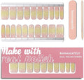 Nail Polish Strips, 20Pcs Salon Quality Gel Nail Stickers, Easy Long Lasting Wraps for Short Nails no UV Light Needed (Pink Yellow)
