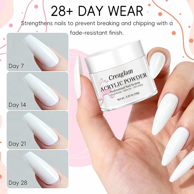 16 Color Acrylic Nail Powder Kit - for DIY Nail French Extensions & 3D Art, No Lamp Needed, Non-Yellowing, Professional Salon Quality, Bubble Free & Long Lasting