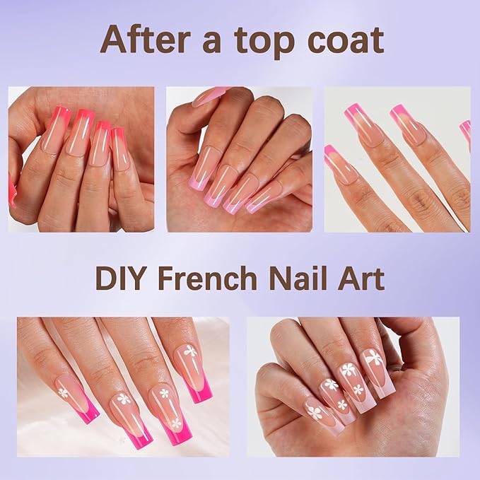 Misssix French Tip Press On Nails, 150Pcs French Gel Nail Tips, Long Square Soft Gel Fake Nails, X-BASIC Tips Starter Kit for Nail Art DIY 15 Sizes
