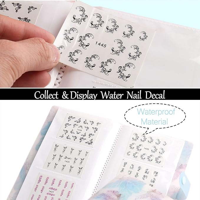 4 PCS 120 Slots (2.3×3.5") Nail Art Sticker Storage Books, Empty Collection Album for DIY Stickers,Artistic Decals Display Set Transparent Photo Book - Plaid