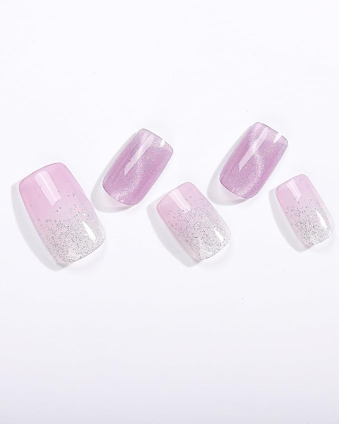 Semi Cured Gel Nail Strips - 20pcs Glaze Gel Stickers, Salon Quality DIY Wraps, Easy to Apply, UV Light Required