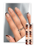 Semi Cured Gel Nail Strips | Built-In Gel Top Coat | UV Light Required | Salon Quality, Easy Application And Removal (Cocoa Edge Nails)