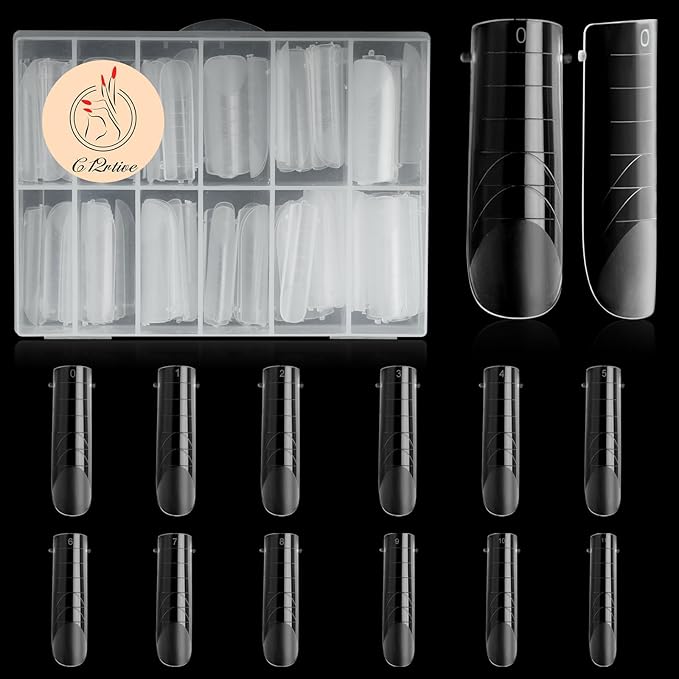 120 Pcs Dual Nail Forms,Matte Square & C-Curved Extension Poly Nail Gel Nail Molds 12 Sizes for Gel Glue, Full Cover Nail Art Design Salon & DIY