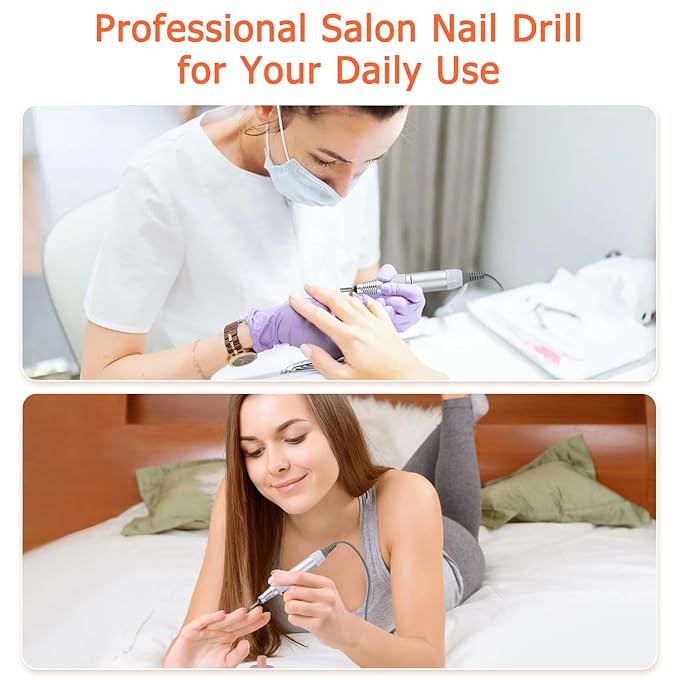 Professional Nail Drill Set 30000RPM E File Nail Drill Machine with Foot Pedal Nails Drill Bits Electric Acrylic Nail File Kits Nail Grinder for Gel Nails at Home Nail Salon Manicure Pedicure, White