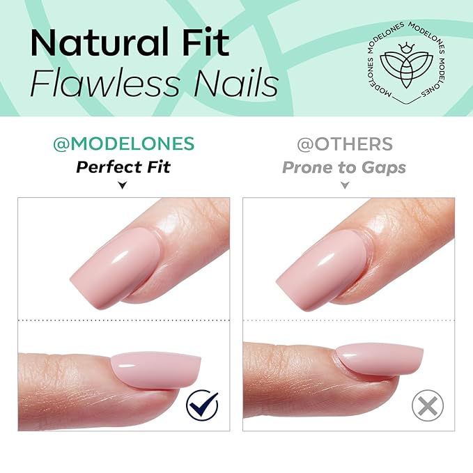 Modelones Extra Short Press on Nails, Vivid Green Squoval Fake Nails, Reusable Nail Kit with Nail Glue Adhesive Tabs Mini Nail File, Nails Press Ons 32Pcs 16 Sizes, Spring Women Girl Gift