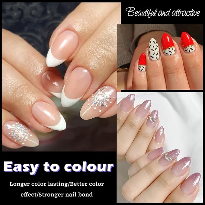 LoveOurHome 600pc Short Almond Nail Tips Clear Fake Nails Short Almond Gel Nail Tips Full Cover Acrylic Nails Clear Press on Nails XS Stiletto False Nail 15 Sizes Fingernail for Gel Nail Extension