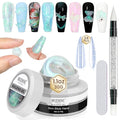 MIZHSE Mermaid Aurora Solid Builder Gel, 1oz Hard Gel for Nails 3D Non-sticky Builder Gels Polish Soak Off for Nails Salon Home DIY Manicure