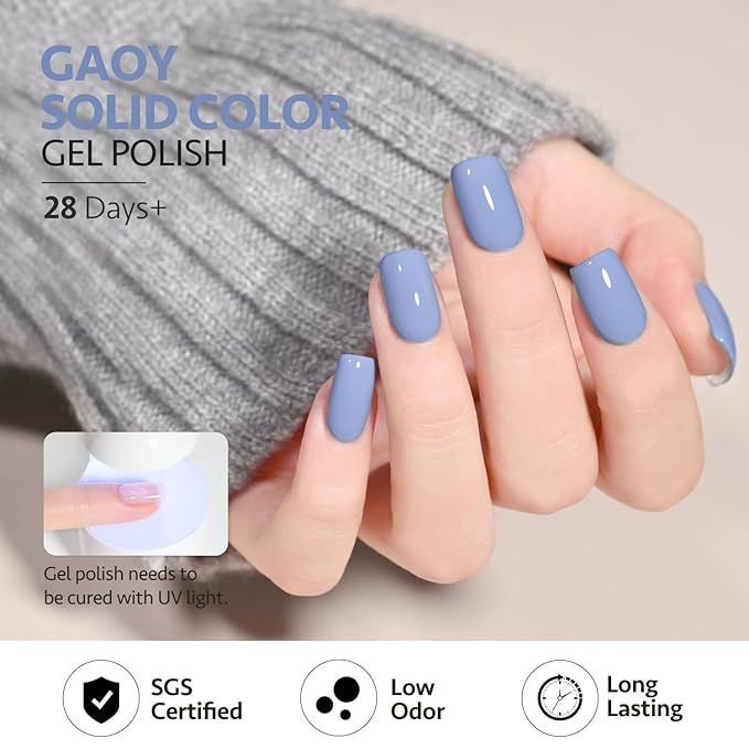 GAOY Blue Gel Nail Polish, 16ml Soak Off Gel Polish, UV Light Cure for Nail Art DIY Manicure at Home, 2025 Serenity Blue