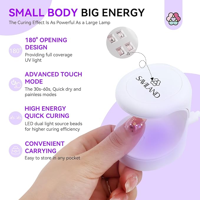 SAVILAND Quick-dry Builder Nail Gel Kit - Clear Pink Builder Hard Gel with Mini UV Light, Top Gels, Dehydrator, Non-acid PH Bond Primer and Nail Extension Application Tools for beginners