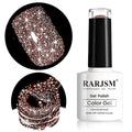RARJSM Reflective Glitter Gel Polish,Flash Dimond Caramel Brown Gel Nail Polish Winter Colors Sparkly Shiny Nail Art U V L E D Curing Need for Manicure DIY and Nail Salon 7.5ML