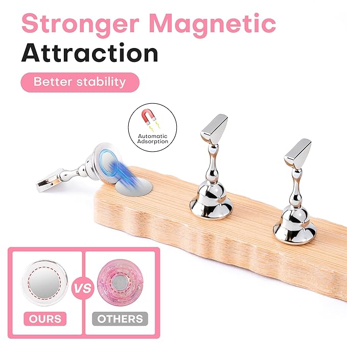 Nail Stand for Press On Nail Holder for Painting Nails, Magnetic Fake Nail Stands Tips, Heart Shape Nail Holder with Double-sided Tape Practice Nail Art Tools（Wood B）