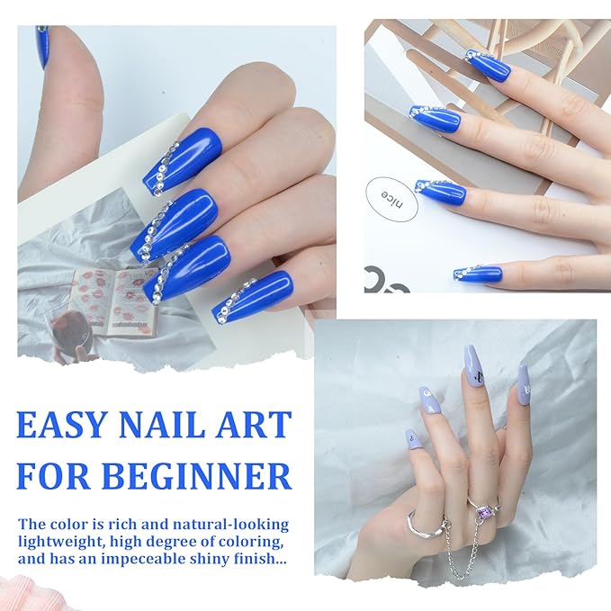 Dip Powder Blue Color 1 Oz/28g Nail Dipping Powder French Nails Art Starter Manicure DIY Salon Home Gift for Women,No Need Nail Lamp Cured