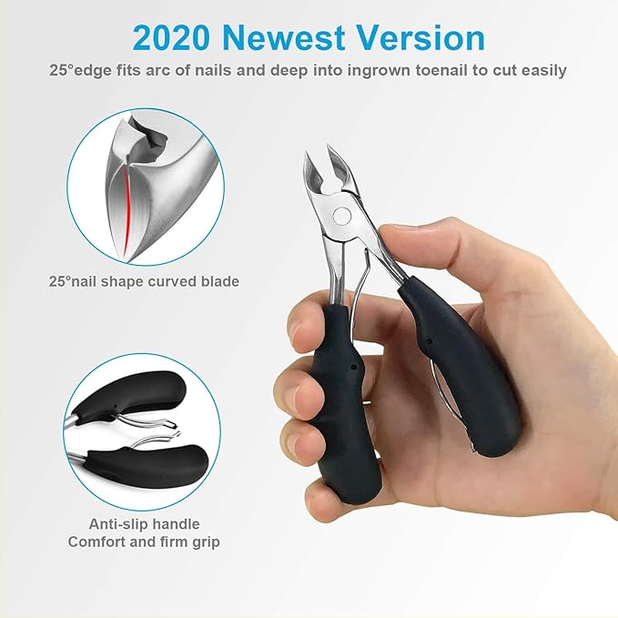 Thick Toenail Clippers, Podiatrist Toe Nail Clippers for Ingrown & Thick & Men & Seniors Toenail and Nail Surgical Grade Stainless Steel Toenail Trimmer Nipper (Grey)