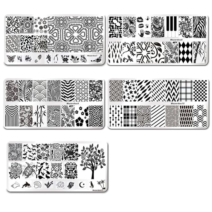 Mezerdoo 12pcs/lot 120 Slots PU Leather Nail Art Stamping Image Plate Case and 11Pcs Nail Art Templates Plates Manicure Nails Stencils (Mezerdoo1-11 + 1 blue case)