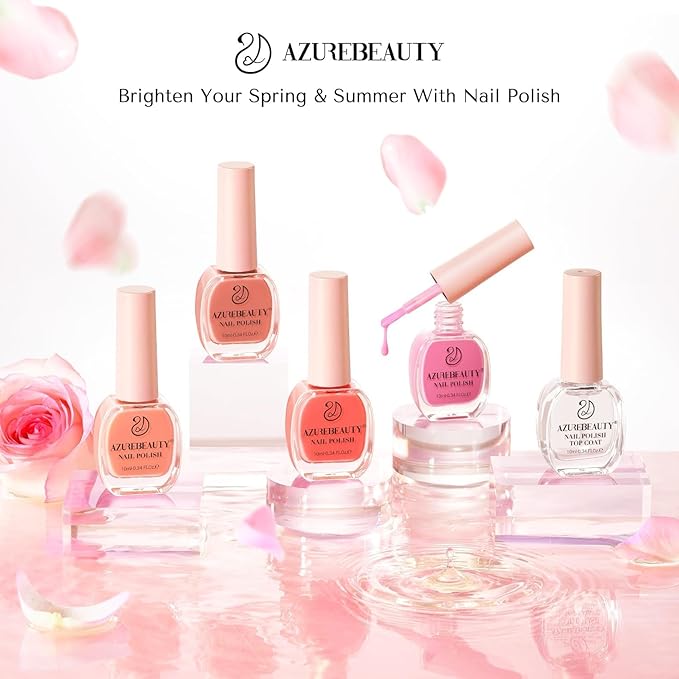AZUREBEAUTY Jelly Nail Polish Set Quick Dry Transparent Nude Pink Purple Brown 4 Colors Sheer Natural Nail Lacquer Fingernail Kit with Top Coat Nail Polish DIY Salon Home
