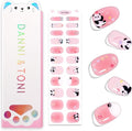 DANNI & TONI Kids Gel Nail Strips Giant Panda Bamboo Flowers Pink Ombre Salon-Quality Peel & Stick Manicure for Children (Age 6+)– Safe, Long-Lasting, Easy to Apply | Panda Pop