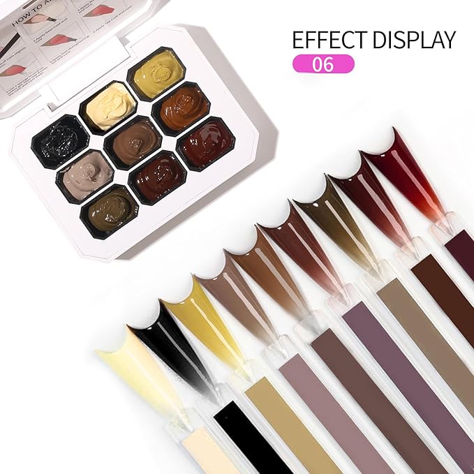 Ombre Gel Nail Polish Nail Sponges for Ombre 9 Series Colorful Blush Effect Pat Painting Gradient Blooming Gel for Ombre Nails Multistyle French Manicure Nail Art DIY Home (A15, 1)