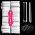 No C Curve 3XL Long Square Nail Tips for Acrylic Nails Professional, SWETIDY 360PCS Clear Straight Flattened Half Cover False Nails Tips with Case for Nail Salons and Home DIY, 12 Sizes