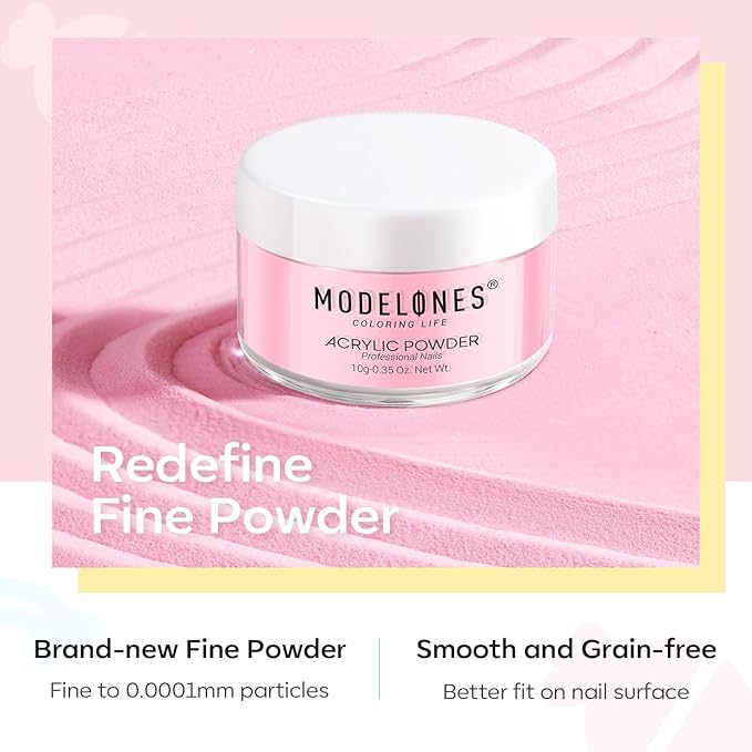 Modelones Pink Acrylic Powder 6 Colors Acrylic Nail Powder Kit Pastel Yellow Blue Purple Macaron Spring Nail Acrylic Cover Powder for Nail Art Extension No Nail Lamp Needed
