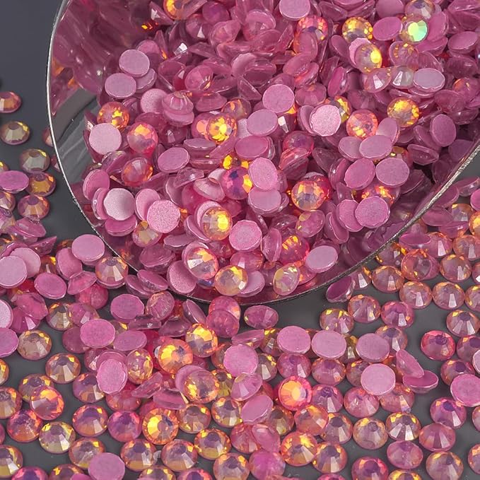 Blinginbox Flatback Rhinestones Round Gems, 1440pcs Luminous Series Glass Stones Neon Gems Non Hotfix Crystal Rhinestones for Nail Charms Crafts Clothes Tumblers,Rose Luminous Opal,SS16.