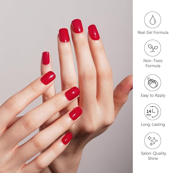 DANNI & TONI Semi Cured Gel Nail Strips Bordeaux Red Gel Nail Wraps Burgundy 28 Stickers |Ruby Rush
