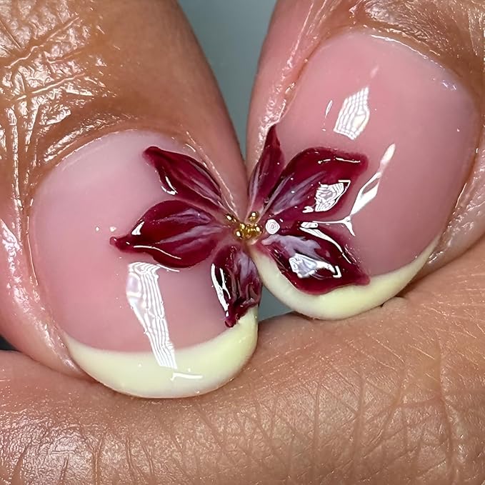 French Tip Press o Nails Short Almond Fake Flower Nails Press Ons with Rhinestones Design Glossy Full Cover False Nails Gradient Glue on Nail Acrylic Stick on Nail for Women Decorations set 24Pcs