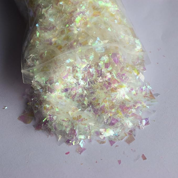 10 Pack Nail Shell Paper Broken Glass Mirror Sticker Nails Glitter Dust Shell Effect Foil Art Trend Shattered Ice Mylar Paper Nail Art Decoration Tools Laser Nail Foil(Random Color)