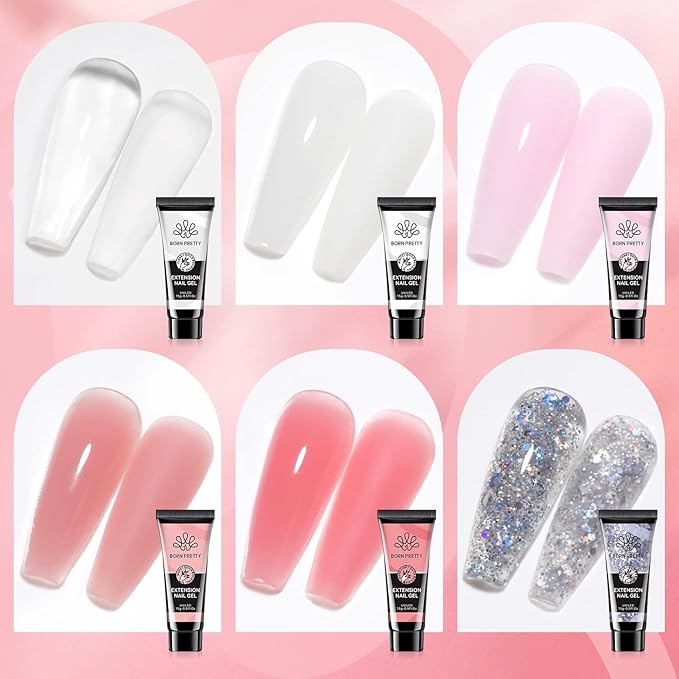 BORN PRETTY Poly Nail Extension Gel Kit with Nail Prep Dehydrate and Bond Primer Set