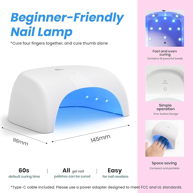 Beetles Deal Box Gel Nail Polish Kit with U V Light - 32 Colors Gel Polish Cat Eye Top Coat 68 Pcs All-In-1 Nail Kit with TPO & HEMA Free Base and Top Coat Home Salon DIY Nails Tools Gifts for Women