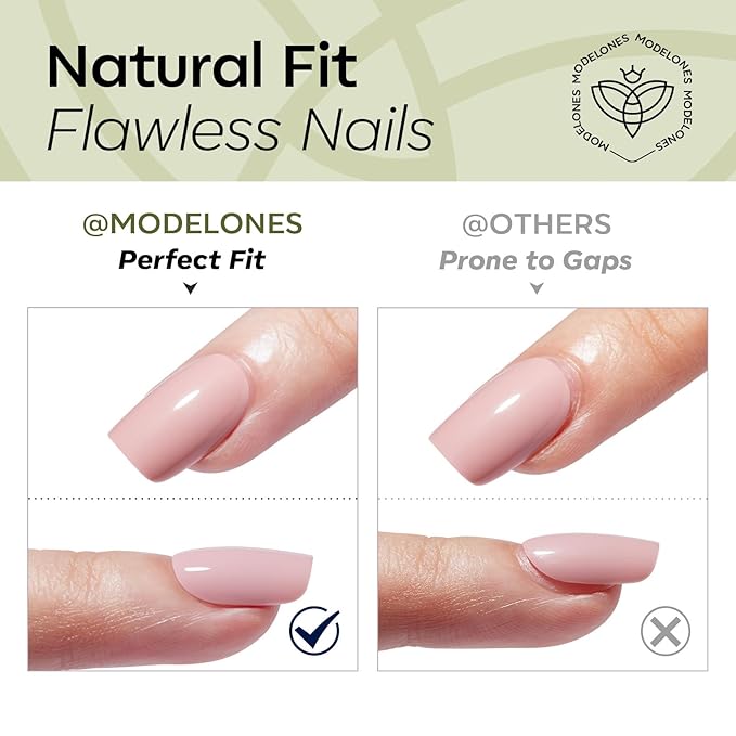 Modelones Moss Green Press on Nails, Short Square Fake Nails, Reusable Nail Kit with Nail Glue Adhesive Tabs Mini Nail File, Spring Nails Press Ons 32Pcs16 Sizes, Women Girl Gift