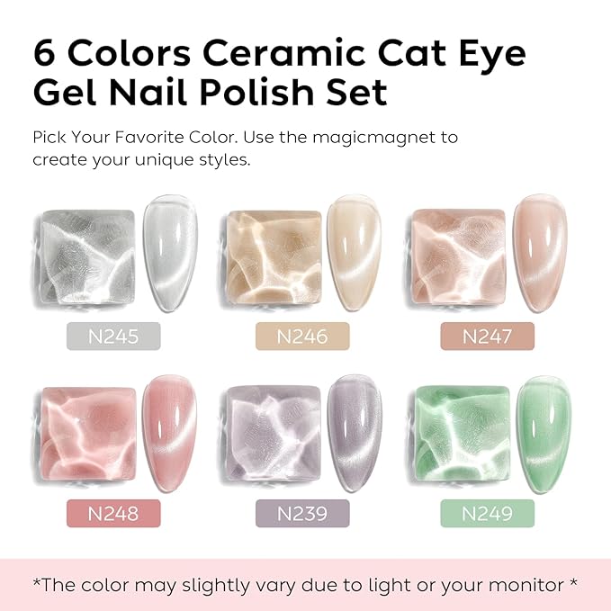 Nicedeco Hema Free Gel Nail Polish Cruelty Free Vegan 6 Colors Cat Eye Gel Polish U V Gel for Nail Art Manicure Salon