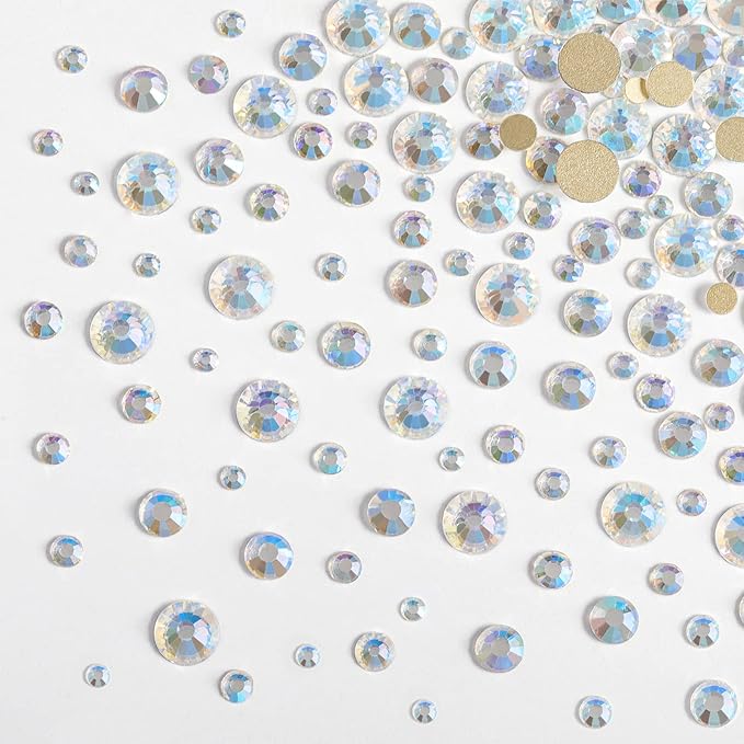 Beadsland Rhinestones for Makeup,8 Sizes 2500pcs Crystal Flatback Rhinestones Face Gems for Nails Crafts with Tweezers and Wax Pencil,Blue Moonlight,SS4-SS30