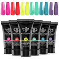 Modelones Poly Nail Gel Set, 6 Colors Forever Young Collection Turquoise Purple Blue Neon Yellow Hot Pink Poly Extension Builder Gel Nail Spring Hot Summer French Manicure DIY