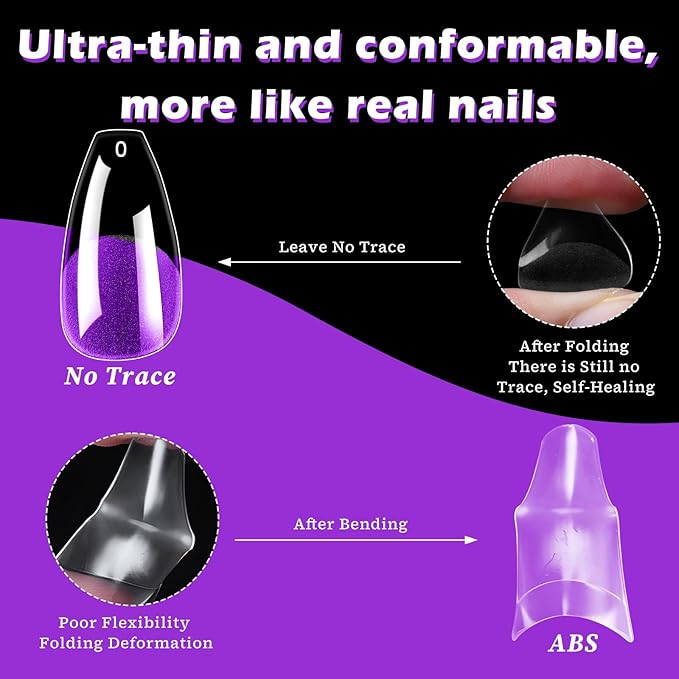 LoveOurHome 360pc Medium Coffin Nail Tips Clear Fake Nails Coffin Soft Gel Nails Tips Full Cover Acrylic Nails Clear Press on Nails Medium False Nails 15 Sizes Fingernail for Gel Nail Extension