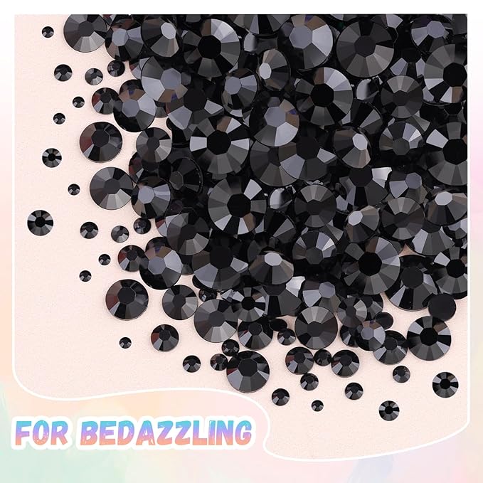 30000Pcs Resin Rhinestones for Bedazzling with B7000 Jewelry Glue, Black Flatback Gems Rhinestones for Crafting, Clothing Tumblers Mugs Shoes Fabric Decor Nail Art