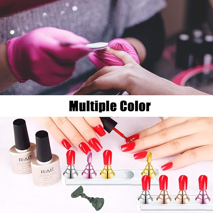 JUSTOTRY 2 Sets Pink Nail Stand for Press on Nails Display, Magnetic Fake Nails Holder for Painting Nails Practices, Beginner Acrylic Nail Art Kit Accessories, Nail Salon Equipment and Decor