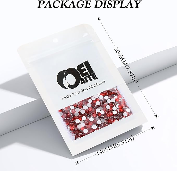 Red Flatback Rhinestones, Glass Rhinestones for Nail Art and Craft, Glue Fix, Loose Crystal Gemstones(Red, SS16, 2880pcs, 3.8-4.0mm)