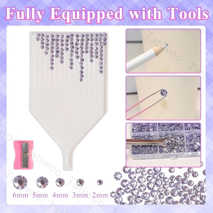 20000Pcs Light Purple Flatback Jelly Resin Rhinestones for Bedazzling, Mix Sizes Crystal Rhinestones Gems, Purple Gems Bedazzling for Crafting for DIY Face Makeup Crafts Tumblers