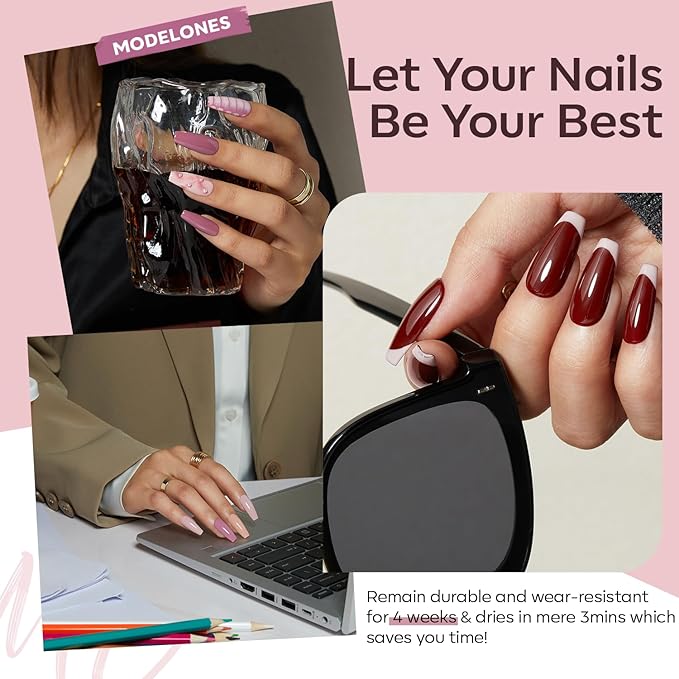 modelones Gel Nail Polish Set 6 Colors White Nude Purple Blue Gel Nail Polish Soak Off LED Manicure DIY Nail Art Salon Home Gift For Women Girl