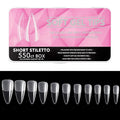 Soft Gel Curved Nail Tips, Full Cover Clear Gelly False Nail, Half Matte Acrylic Fake Nail, Press on Nail Tips Set for Extension, Home DIY Salon Manicure Nail art (Almond 1, 550PCS)