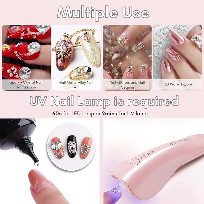 Makartt Nail Glue with Nail Rhinestone Glue Gel Bundle, 1.06oz Super Strong Nail Gem Glue Gel for Nail, 10PCS Nail Glue for Acrylic Nails Press On Nails Professional