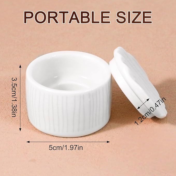 Nail Brushes Washing Cup, Ceramic Dampen Dish with Lid for Nails Monomer, Acrylic Brush Cleaner & Nail Brush Holder
