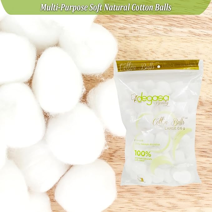 Jumbo Cotton Balls for Facial Treatments, Nails and Make-Up Removal, Applying Tonics & Cleansers, Multi-Purpose Soft Natural Cotton Balls (Jumbo 70 Count)