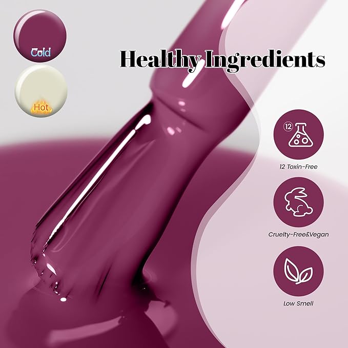 YTD Likomey Color Changing Gel Nail Polish,15ml Green to Grape Purple Mood Temperature Change Colors UV Nail Gel,Fall Winter Thermal Ombre Salon Manicure Nails Varnish,WB427