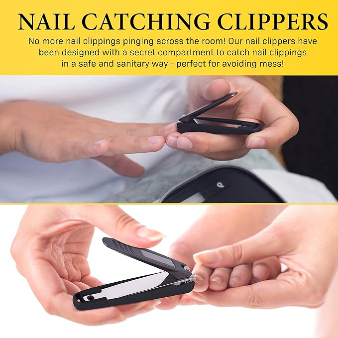 Nail Clipper Set - Nail Clippers for Men/Women - Includes Toenail/Fingernail Clippers, Tweezers, Crystal Nail File - Perfect for Thick Nails - Manicure/Pedicure Tool Kit