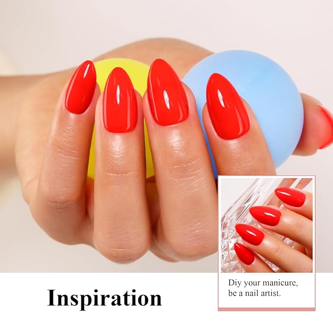 Imtiti Neon Gel Nail Polish, 0.5 Fl Oz Neon Red Gel Polish Soak Off LED U V Nail Gel Polish Spring Summer Gel Nail Polish DIY Nail Art Starter Manicure Salon Gel Nail Kit