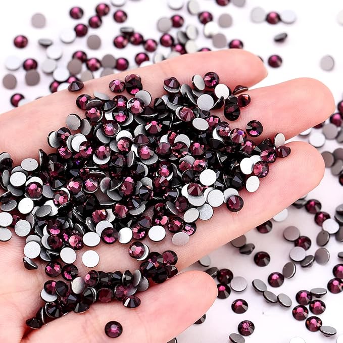 SS12 Non Hotfix Flatback Glass Nail Gems Crystals for Crafts, Makeup Bags, Shoes & DIY Decoration (1440pcs, Amethyst)